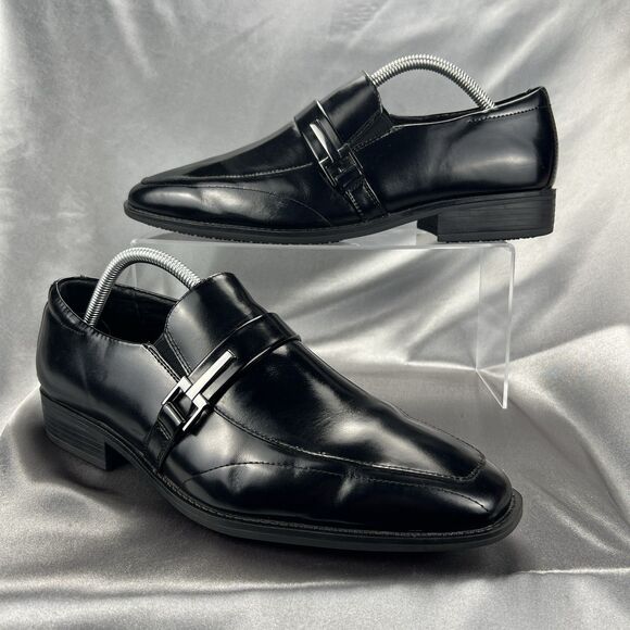 Stacy Adams Abram Men's 9.5W Moc Toe Slip On Black Leather Dress Shoes 20186-001 - Picture 1 of 17